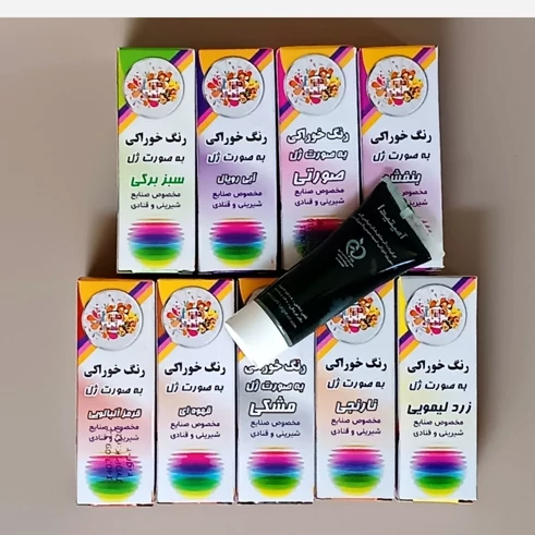 رنگ خوراکی به صورت ژل خط زرد